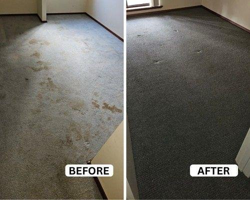Carpet steam cleaning before and after results with deep dirt and stains removed